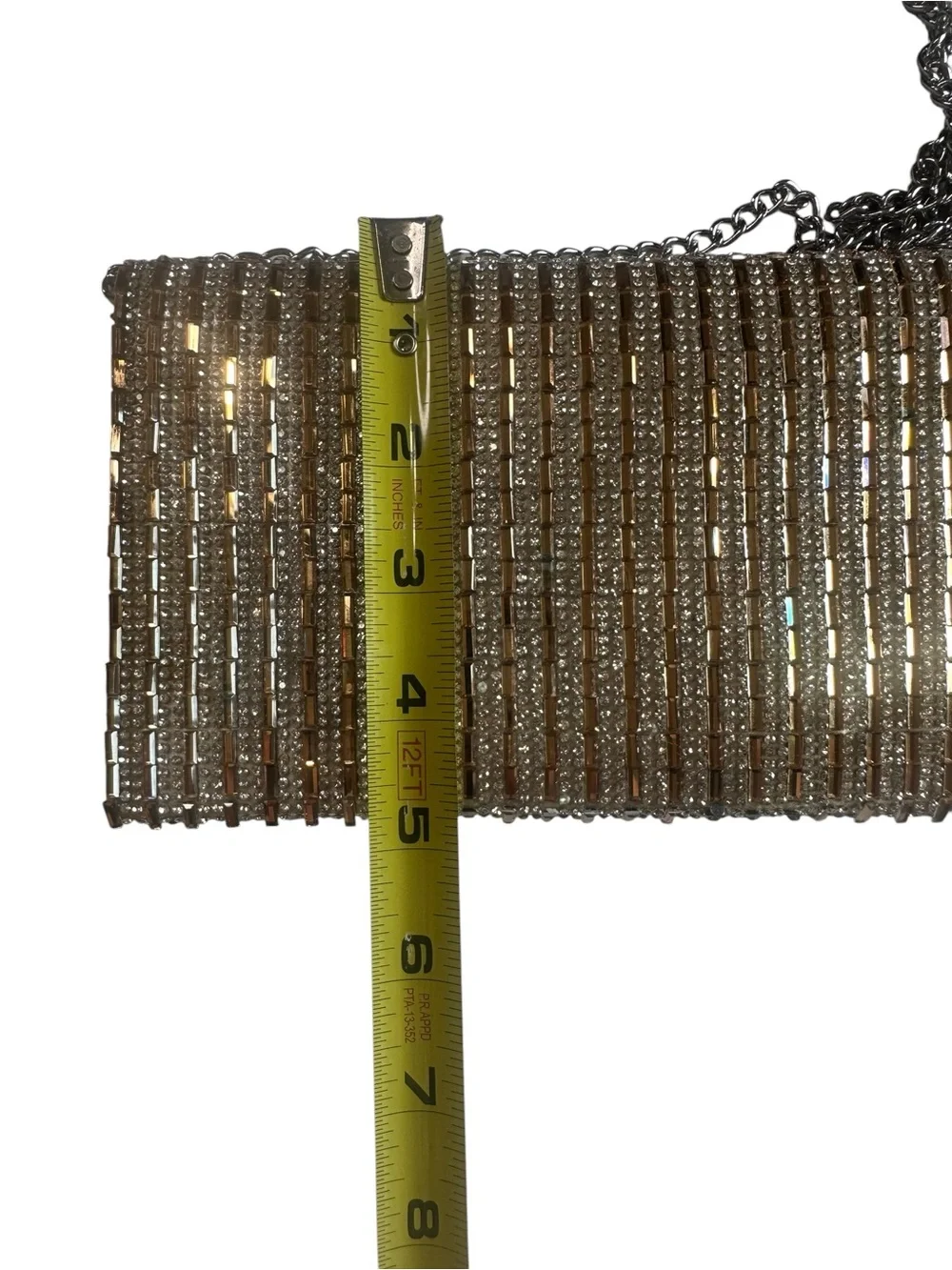 Nina Rhinestone Evening Bag Clutch Womens Gold Bronze Chain Strap Formal Purse